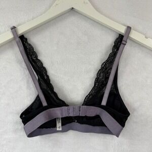 Adore Me Womens Black Lavender Lace Bralette Style 1452 Sheer Mesh Bra XS